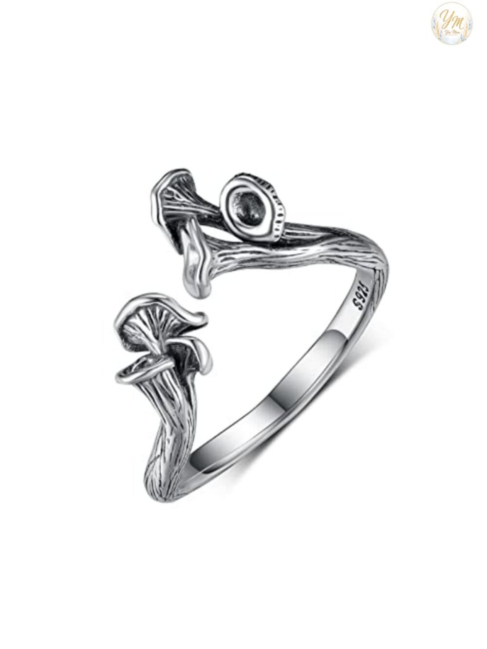 Sterling Silver Mushroom Open Wrap Ring Vintage Adjustable Statement Jewelry